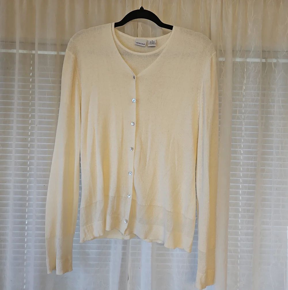 Merona Cream V-Neck Button-Up Knit Cardigan with Top Set